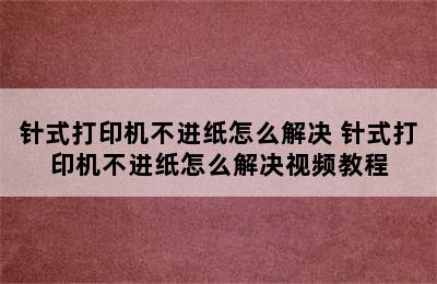 针式打印机不进纸怎么解决 针式打印机不进纸怎么解决视频教程